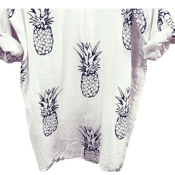 Blue Island Beach Coverup Pineapples 1X Lightweight Resort-wear Breezy Pockets - Picture 13 of 13